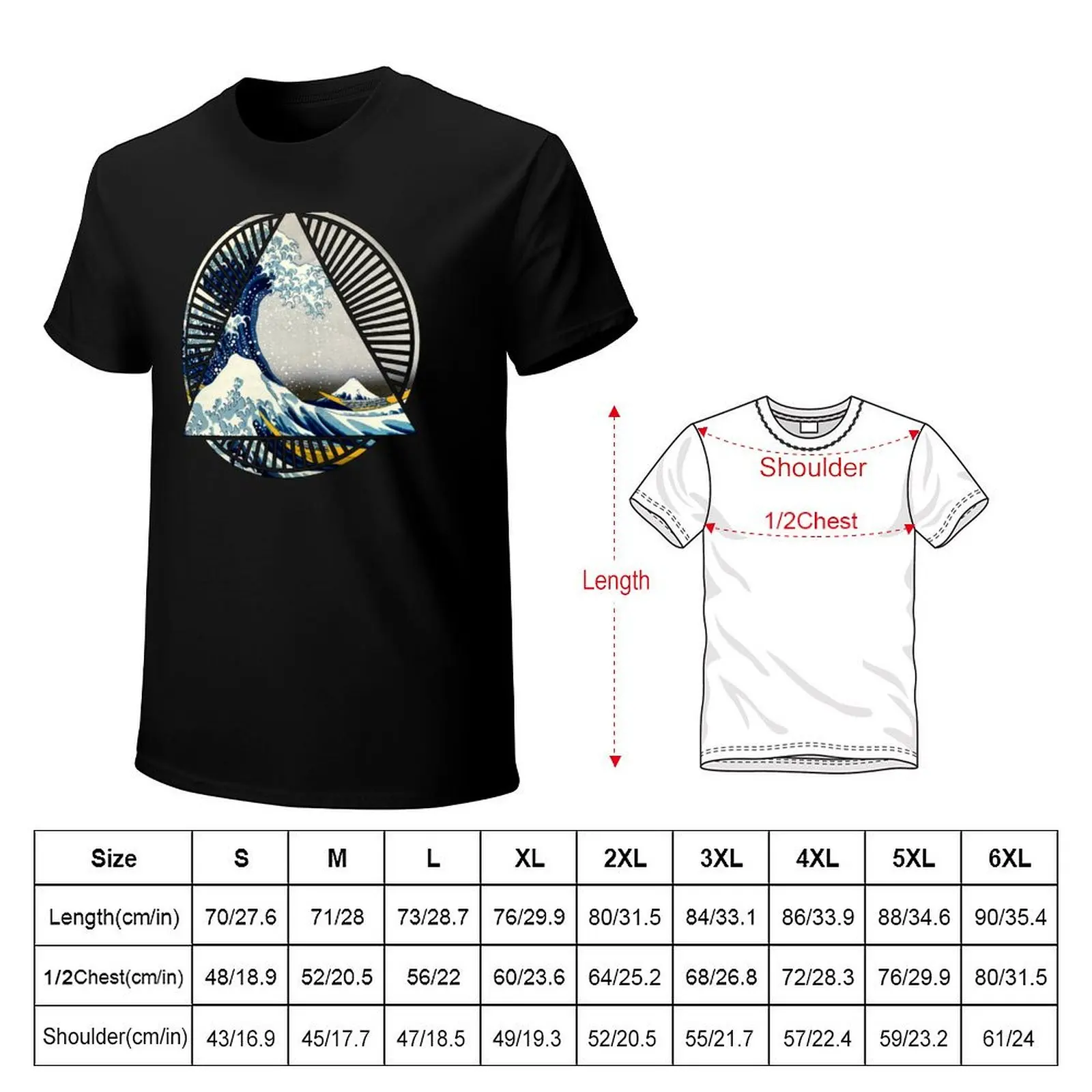 Vintage Hokusai Mount Fuji Great Tsunami Wave Japanese Geometric Manga Shirt T-Shirt new edition anime clothes men clothing