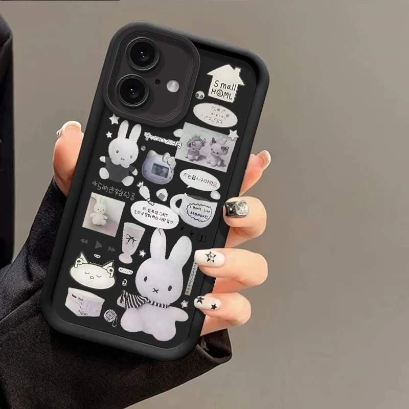 Funda de teléfono suave con bonito conejo Chiikawa para iPhone 16E 16 15 14 13 12 11 Pro Max X XR XS SE 2020 SE4 7 8 Plus, funda de silicona de lujo