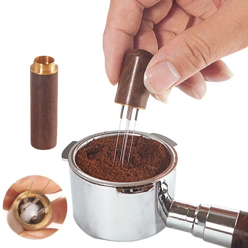 Stainless Steel Coffee Powder Tamper Espresso Powder Stirrer Distributor Leveler Portable Cafe Stirring Tools for Coffeeware