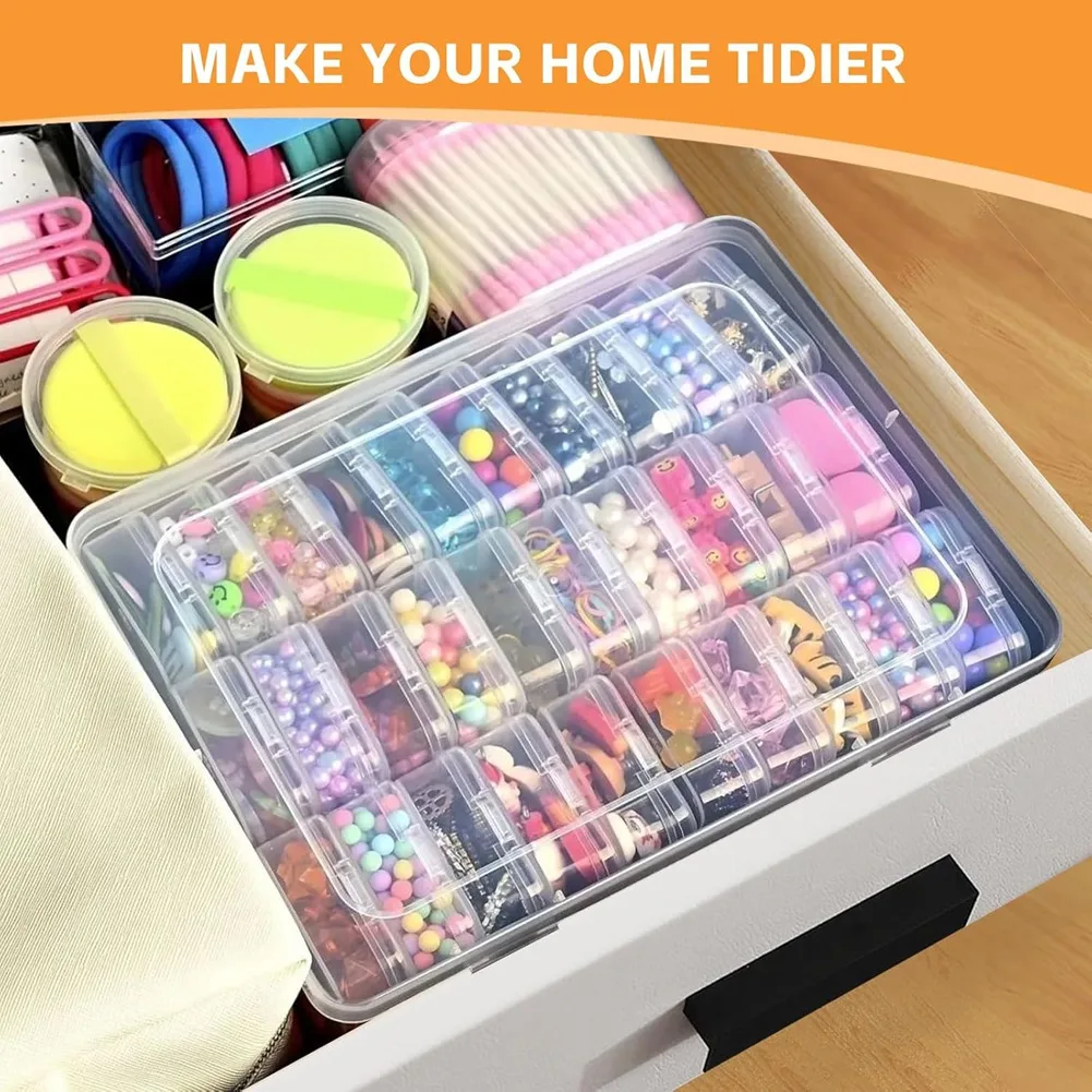PHFU-контейнер для хранения бусин с откидной крышкой, коробка-органайзер для бисера, 31 мини-прозрачные органайзеры для ювелирных изделий идеально подходят для поделок ювелирных изделий своими руками