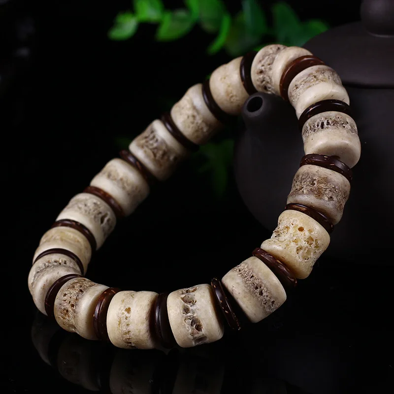 Authentic natural yak bone skull Gabala beads bracelet