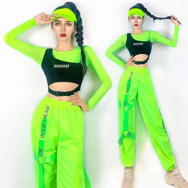 2022 Hip Hop taniec uliczny ubrania fluorescencyjny zielony strój kobieta klub nocny Bar Jazz Gogo Dancewear kostium sceniczny odzież w stylu Rave