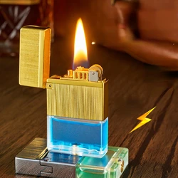 New Transparent Oil Tank Kerosene Lighter Metal Windproof Crisp and Loud Old-fashioned Grinding Wheel Lighter Fashion Men's Gift