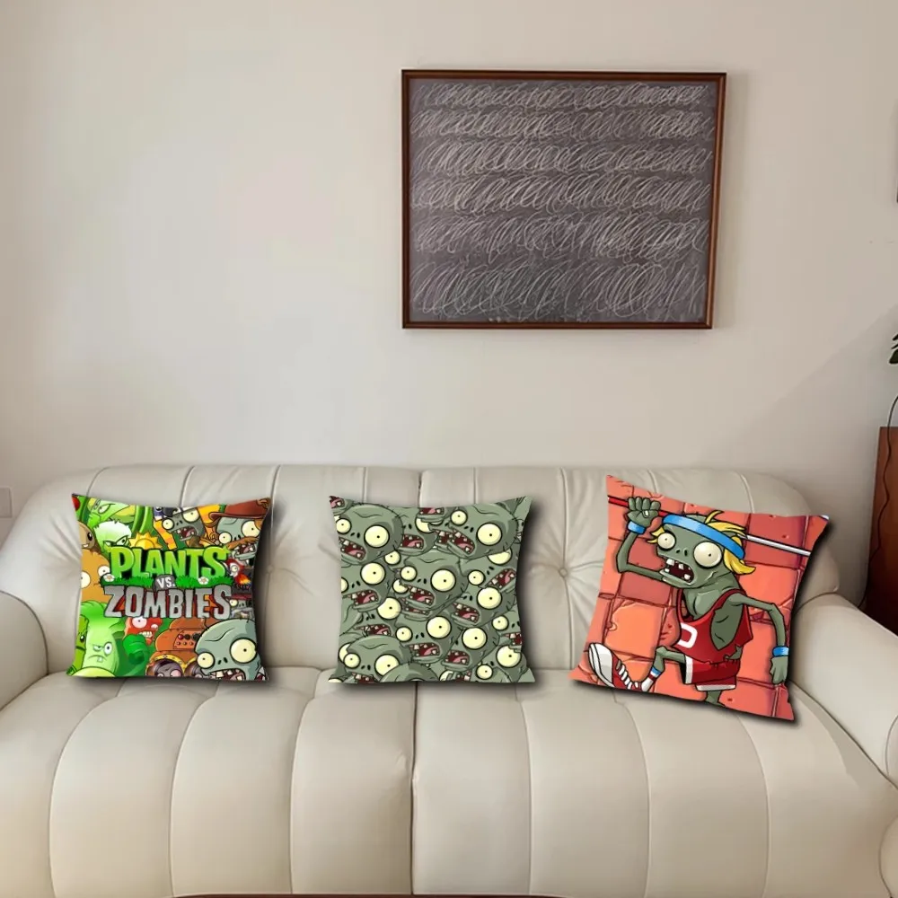 Game Pillow Case For Sofa Bedroom Living Room Office Bedside P-Plants Vs Z-Zombies Table Backrest Cushion Printing Square