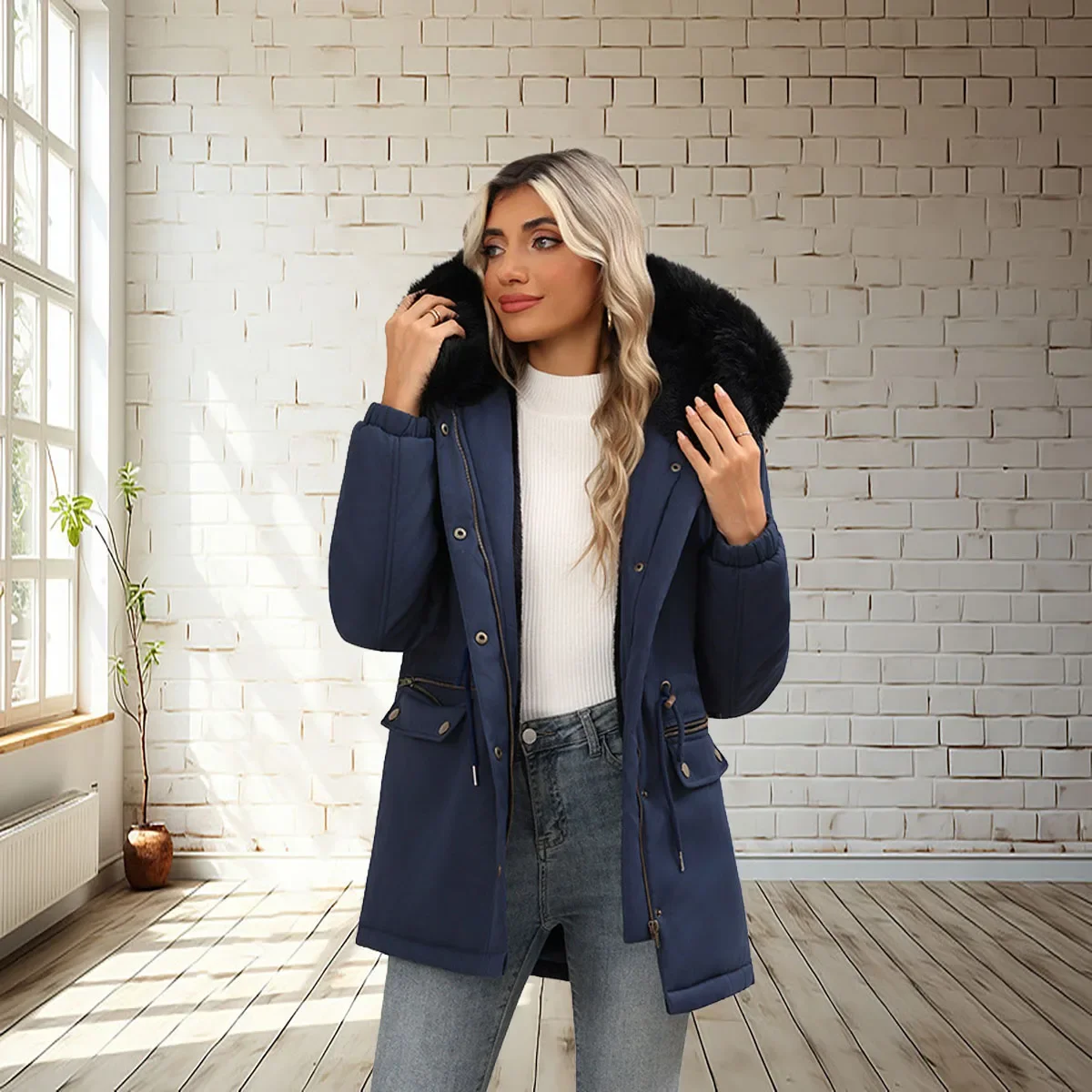 2025 نمط جديد: معطف نسائي من القطن السميك القطيفة، معطف نسائي متوسط إلى طويل