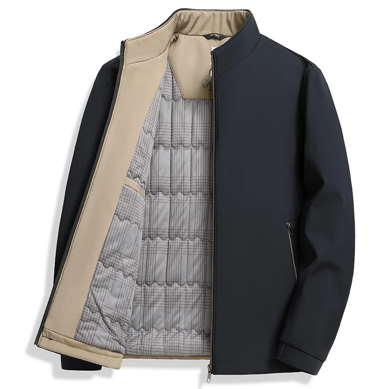 

Men's Cotton Jaet Thiened ort Slim Fit Collar Busin Casual Autumn Winter New Sle Cotton Clothing for Middle Youth