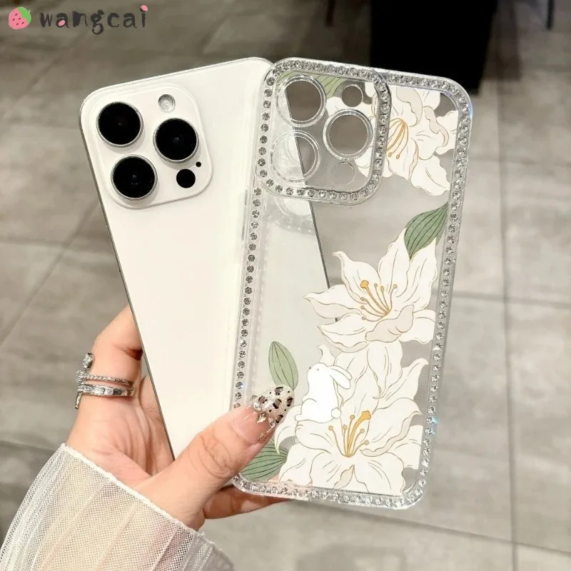 

For Samsung Galaxy M22 A12 M12 F12 A21S A11 M11 A50 A50S A30S A30 A20 M10S A20S Phone Case Cute Grace Lily Flowers Soft Cover