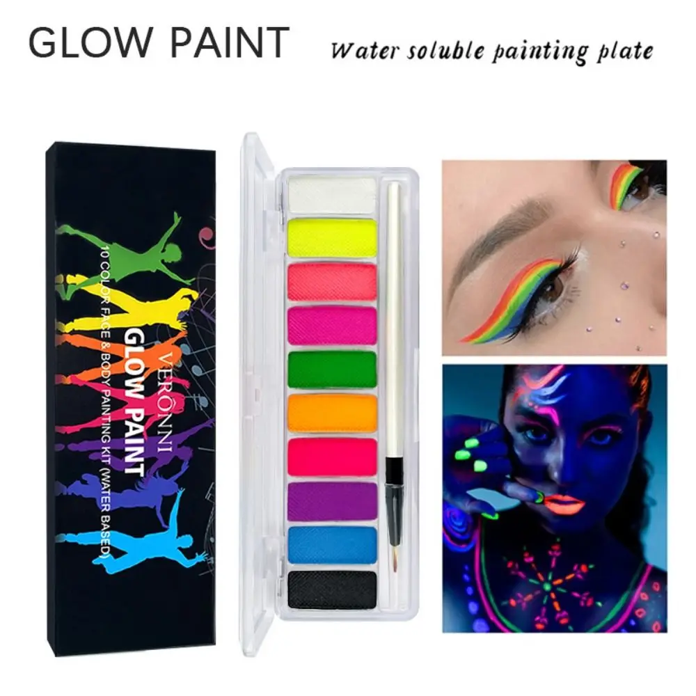 Multicolour Luminous Body Face Painting Kit Makeup Colorful Luminous Body Art Painting Clown Easy To Clean