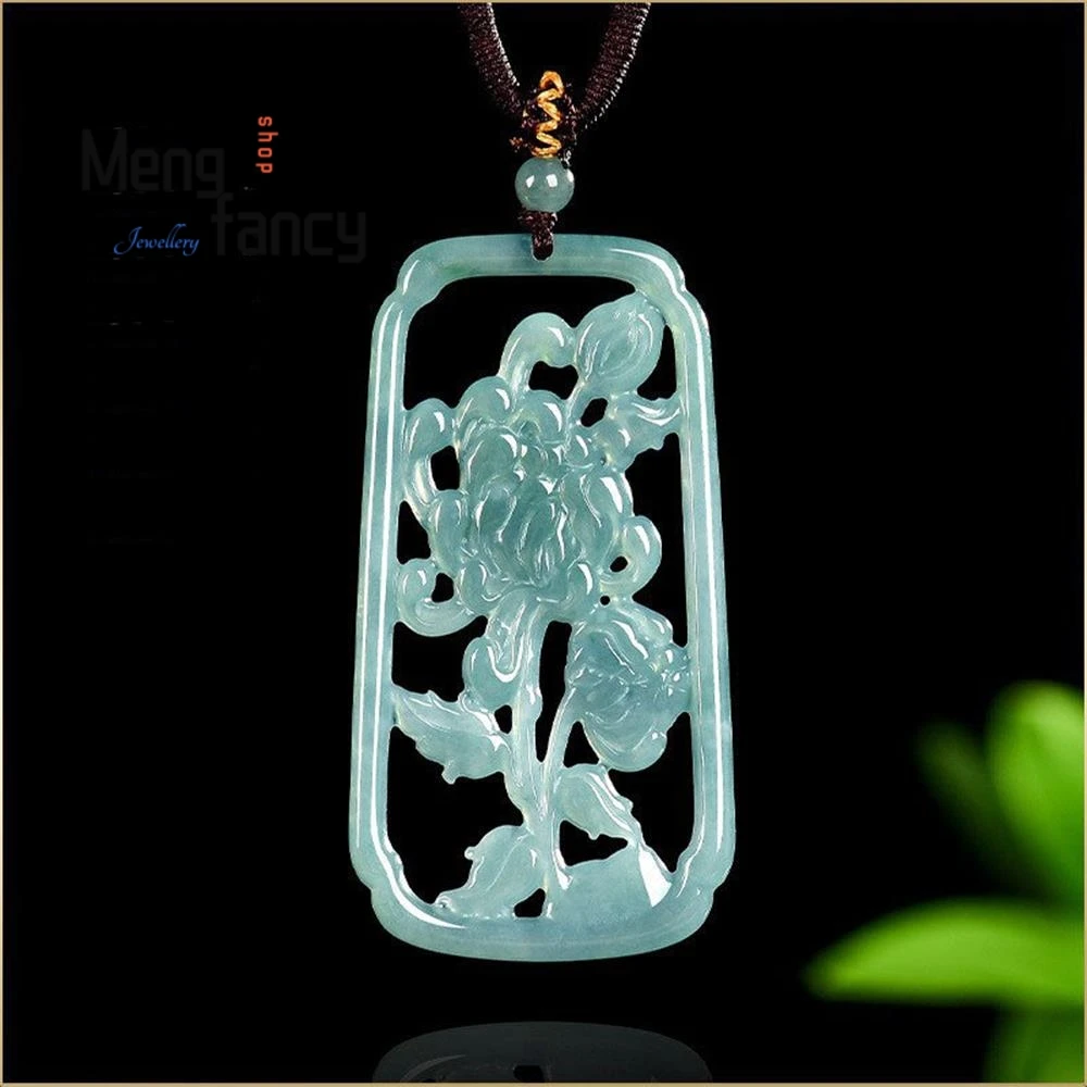 

Натуральный нефритовый кулон класса А, синий, полый, с изображением Четырех благородных животных: Сливы, Орхидеи, Бамбука, Хризантемы, модное ювелирное украшение