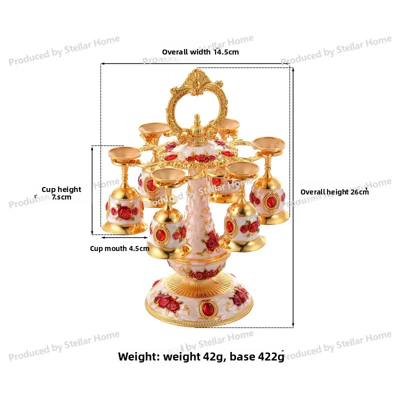 Nordic Style Light Luxury Retro Wine Decanter Set Exquisite Classical Pattern Metal Wine Set Banquet Family Gathering Ritual