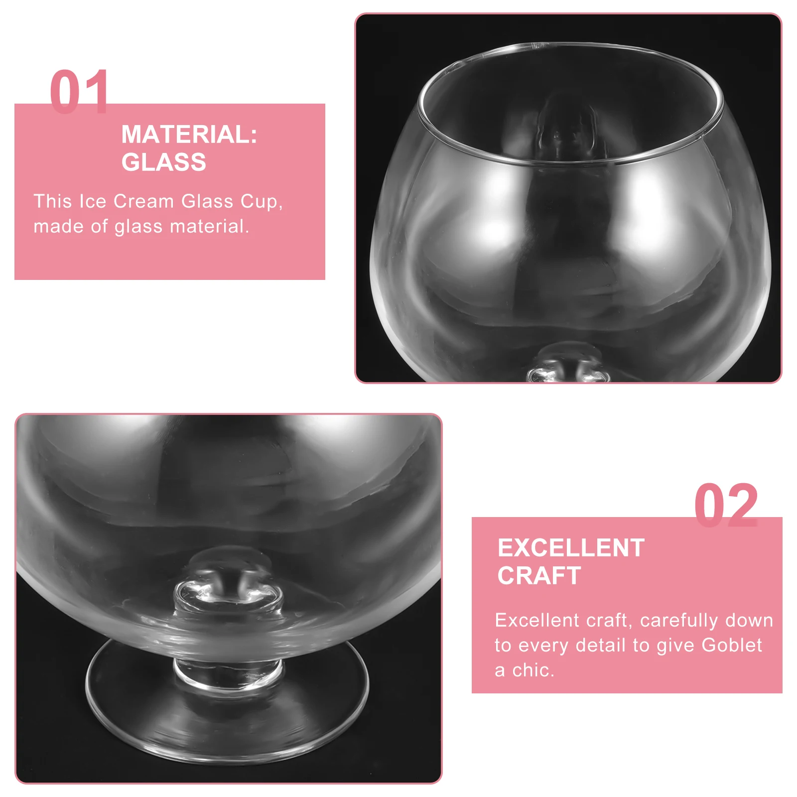 

Large Glass Ice Cream Cup Elegant Dessert Goblet Microwave Refrigerator Safe Serving Bowl for Salad Pudding Fruit Cream