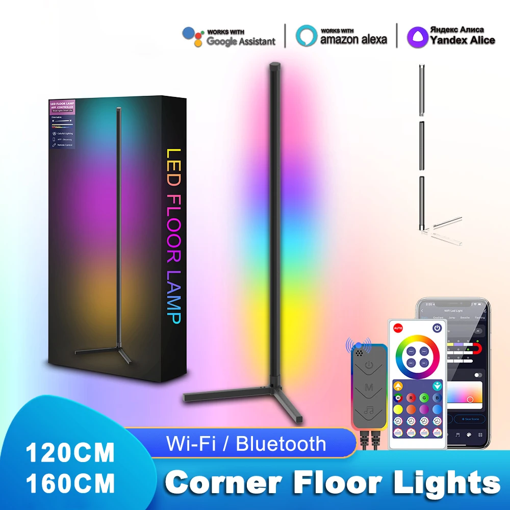 

Tuya Smart Corner Floor Lamp RGB Phantom Ambient Light WIFI Bluetooth Timing Music Sync Rhythm Pickup Lights with Alexa Google