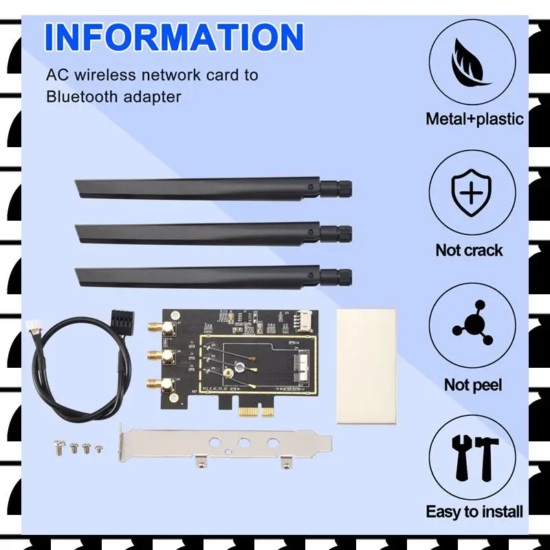 A44U For Broadcom Bcm94360csax Bcm943602cs Bcm94331csax WLAN Card Desktop PCI-E Converter Adapter + Antenna For  Wifi Card