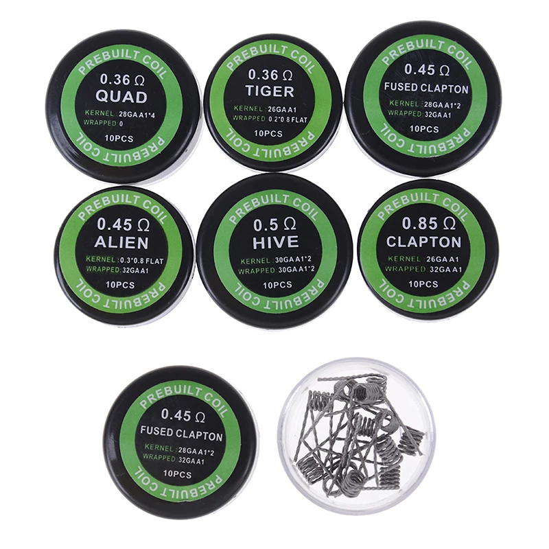 10 pezzi di bobine di alveare intrecciate intrecciate Premade Wrap Alien Mix Twisted Quad Tiger resistenza al riscaldamento Rda Coil Tool Parts