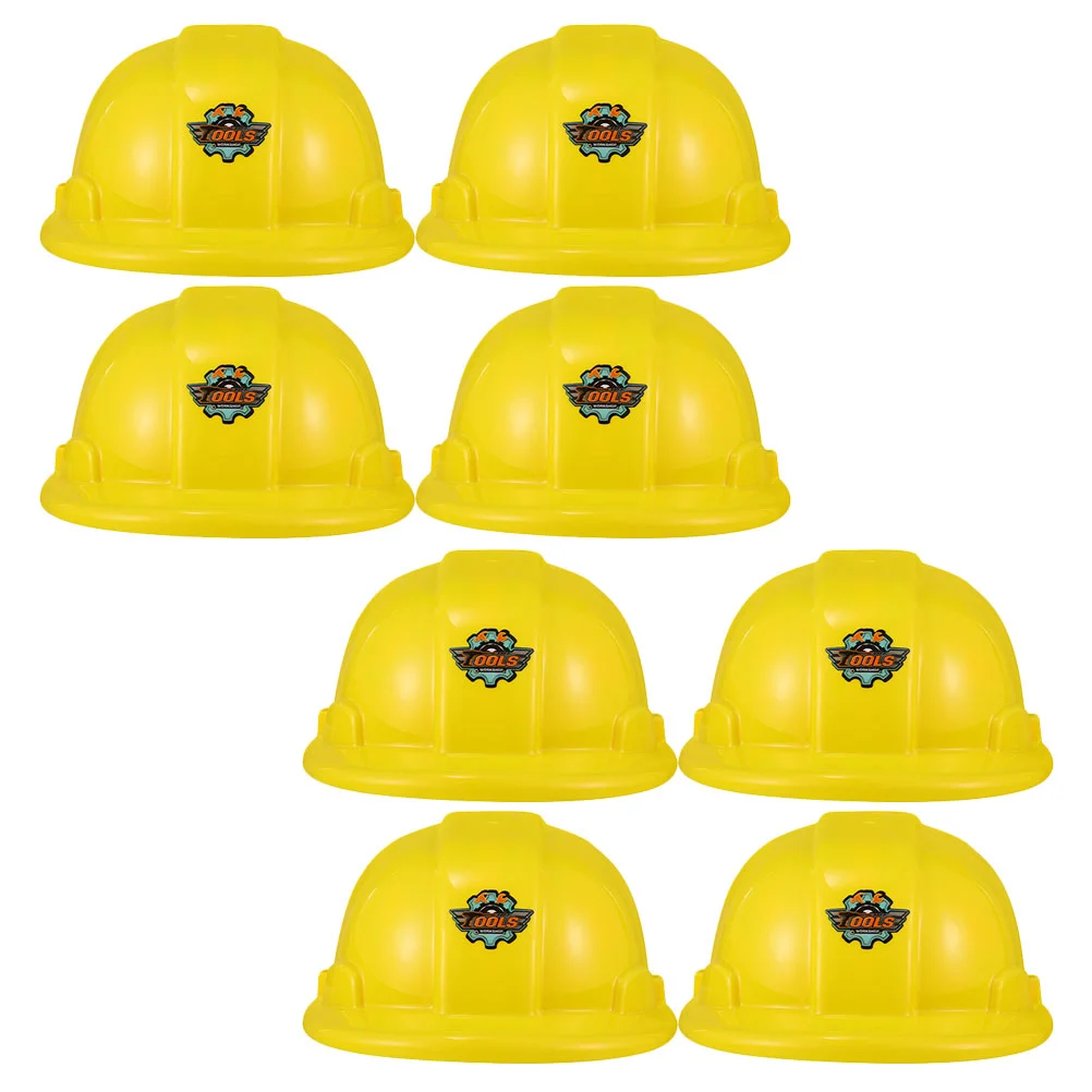 8 Pcs Tool Hat Kids Hard Construction Worker Toy Caps Yellow Toys Building Dress Up Hats Vest Mini Child