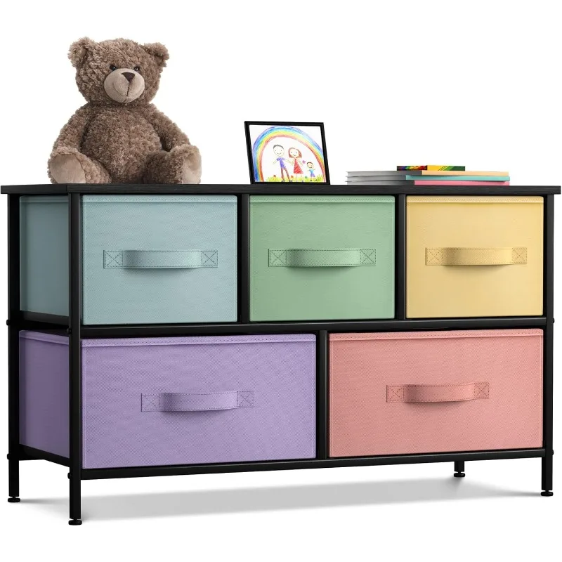 

Dresser with 5 Drawers - Furniture Storage Chest for Kid’s, Teens, Bedroom, Nursery, Playroom, Clothes