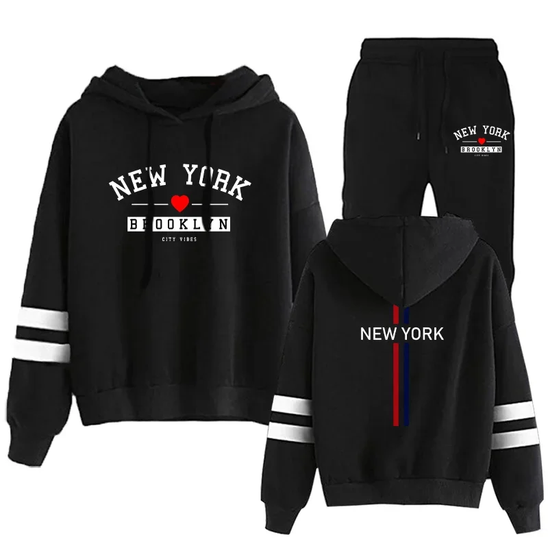 Hot Sale Outdoor Fashion Casual Daily Women's Tracksuit Hoodies Single Piece Stripe Sweatshirt and Pants Comfort Jogging Quality