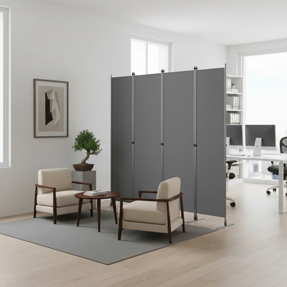 Paravent de séparation, grand, 4 panneaux, 2040 x 1800 mm, écran de protection d'intérieur, autoportant, pour bureau, chambre