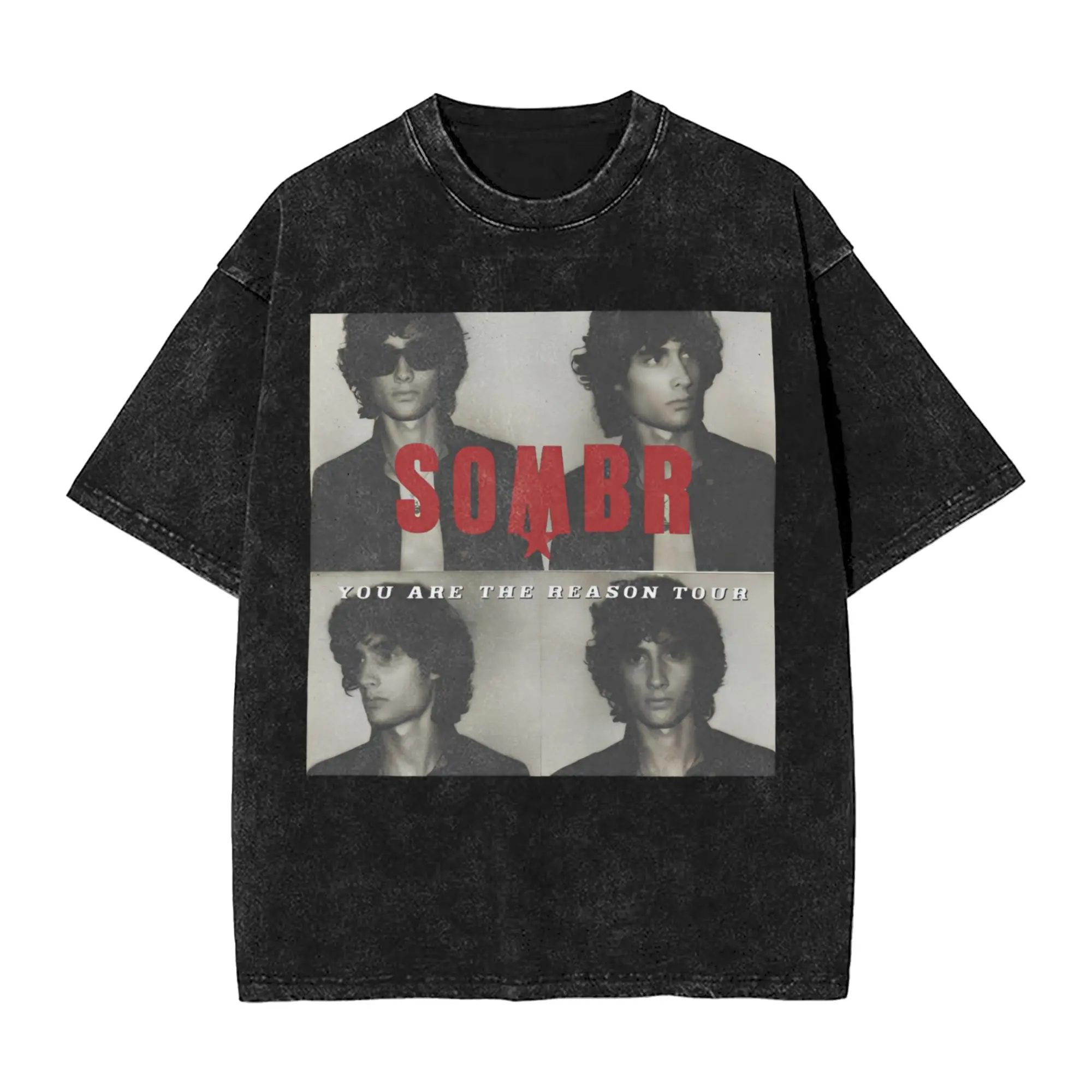 Sombr Youare The Reason World Tour 2026-2027 T Shirts Hip Hop Washed 100% Cotton T-Shirt  Novelty for Men Women Streetwear