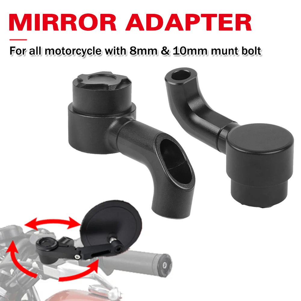 M8 M10 Motorcycle Mirror Adapters Accessories Universal Rearview Mirror Riser Extension Mount Kit For 30mm Clamp Bar-End Mirrors