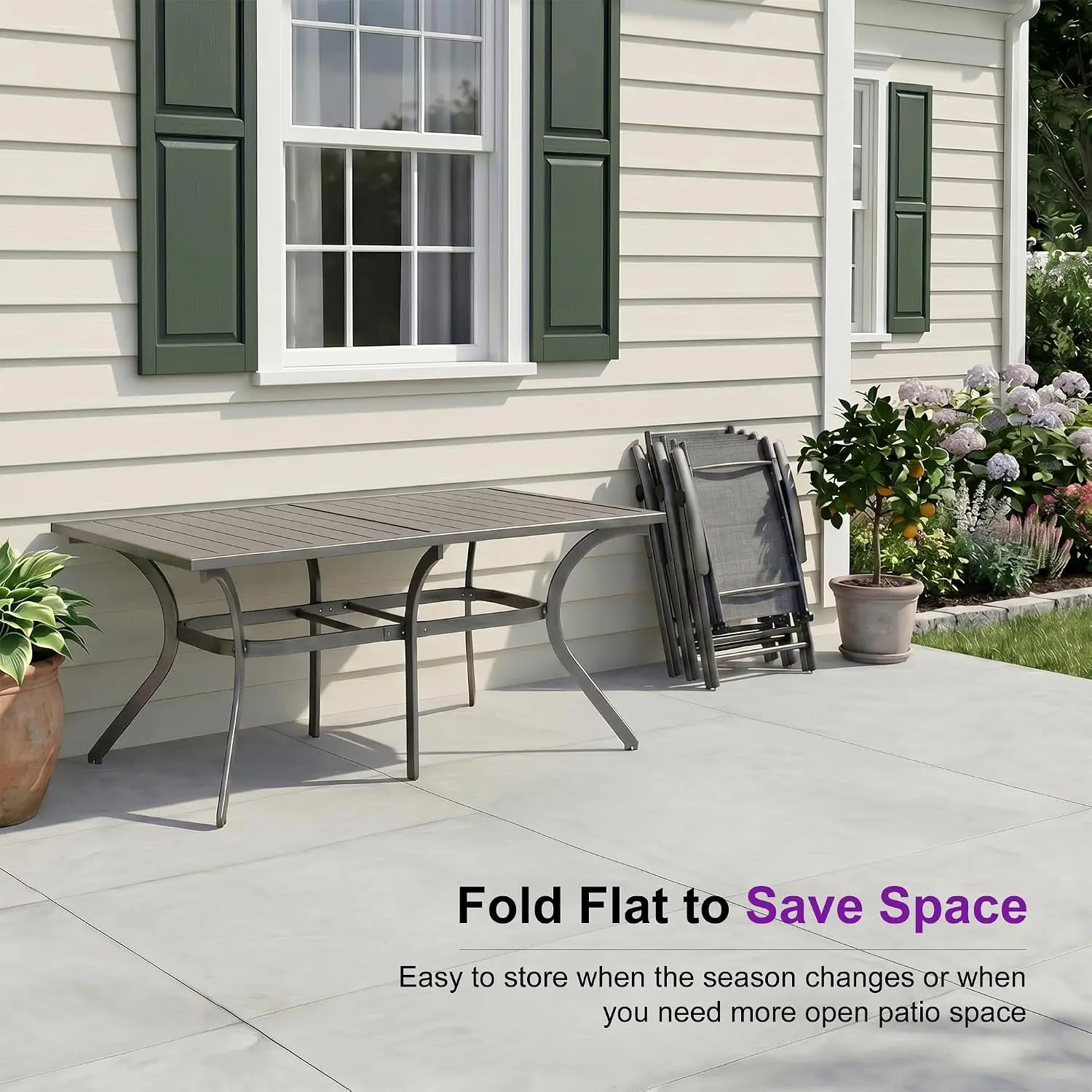 Patio Dining Set 6 Seats Padded Cushions Outdoor Garden Furniture Table & Chairs, Grey, Customized