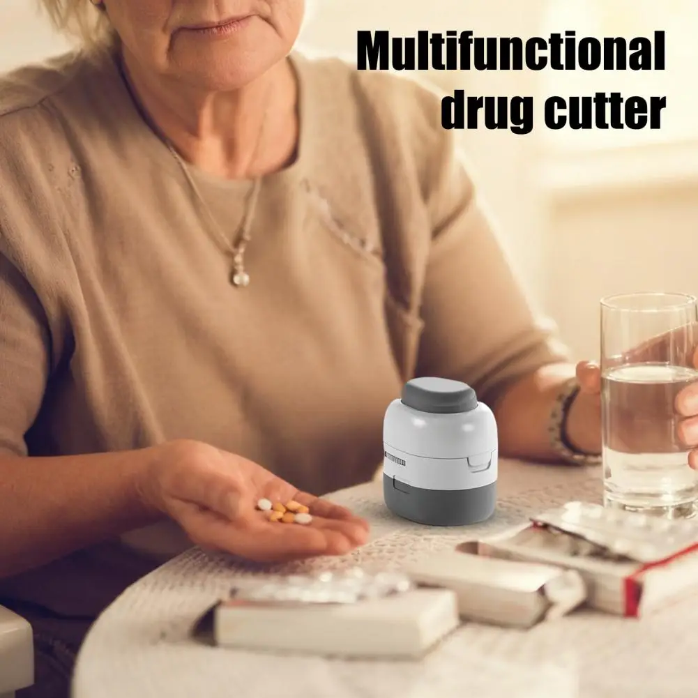 Safe Pill Splitter Portable 2-in-1 Pill Cutter with Adjustable Sharp Blade for Small Tiny Pills Safe Tablet for Accurate
