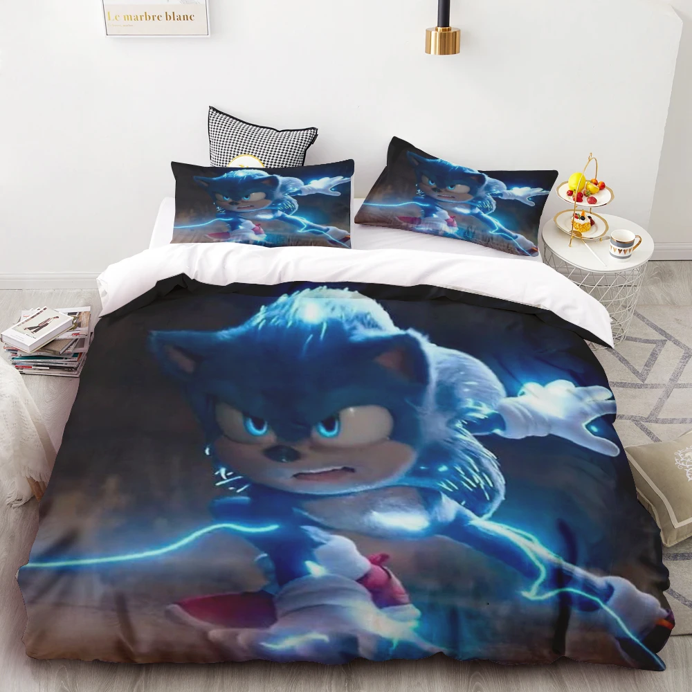 

Teens Duvet Cover Sonic Hedgehog Cartoon Bedding Set Quilt Cover Set Twin Full Queen Comforter Cover Bedroom