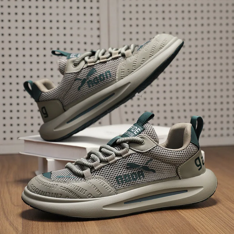

Мужская обувь, новинка лета 209, дышащая сетчатая обувь на шнуровке, модная корейская спортивная повседневная обувь с низким берцем, мужские кроссовки