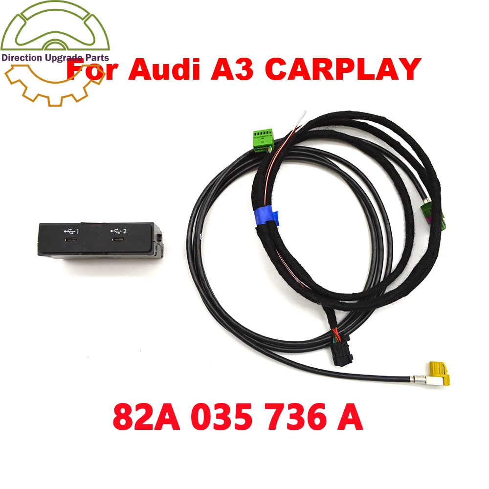 82A 035 736 A for Audi A1 A3 Carplay Switch Two Type-C Dual Type C Auto Phone Charger