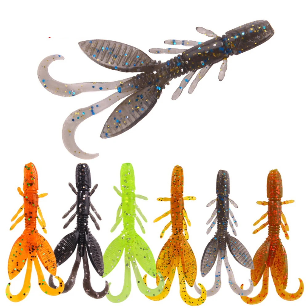 

12Pcs 5.5cm 1.4g Silicone Worm Soft Bait - Jig Wobbler Crayfish Shrimp Lure with Smell for Sea Bass Carp Fishing