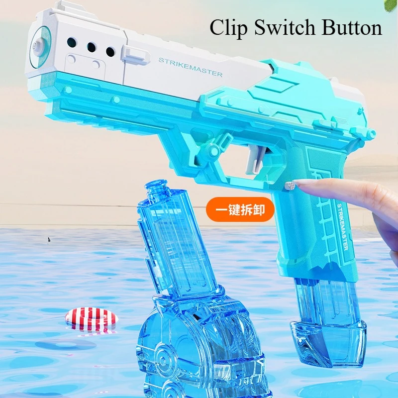 :Pistola de agua continua eléctrica, pistola de pulverización de agua automática, pistolas de juguete para niños, piscina de verano, batalla en la playa