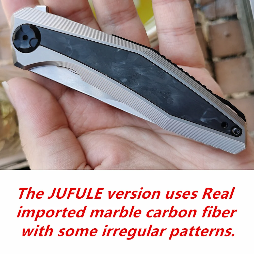

Lei's 0470 Ceramic Bearing Marbled Carbon Fiber Titanium Mark 20CV Logo Blade Flipper Outdoor Camping Tool Kitchen Hike Knife