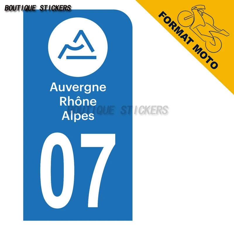 

2Pcs F France plaque d'immatriculation européenne autocollant noir bleu F 07 Ardèche Motorcycle waterproof PVC decal