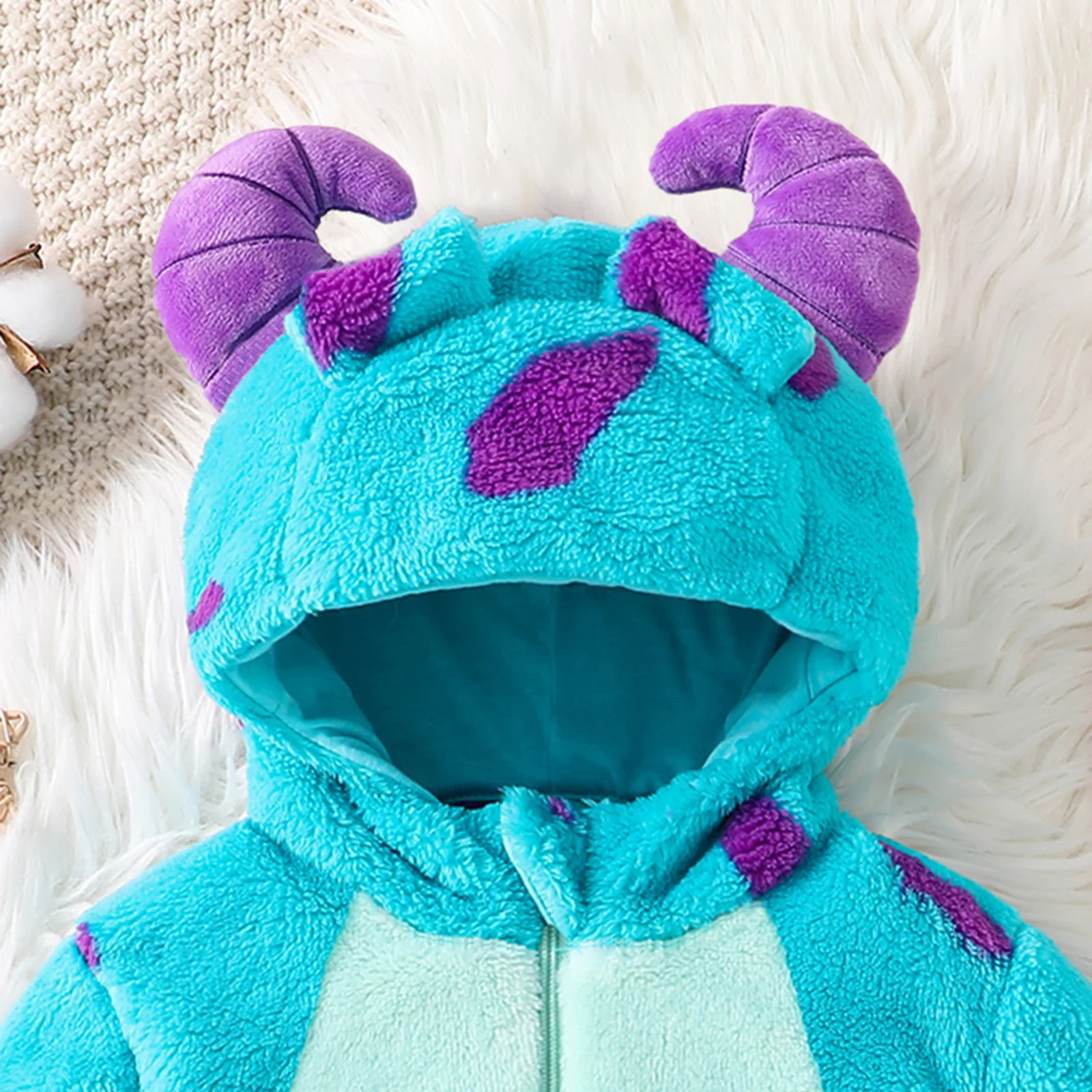 2026 جديد طفل رضيع الحيوان زي الصوف طويلة الأكمام مقنعين رومبير تدفئة الساق هالوين تأثيري الزي