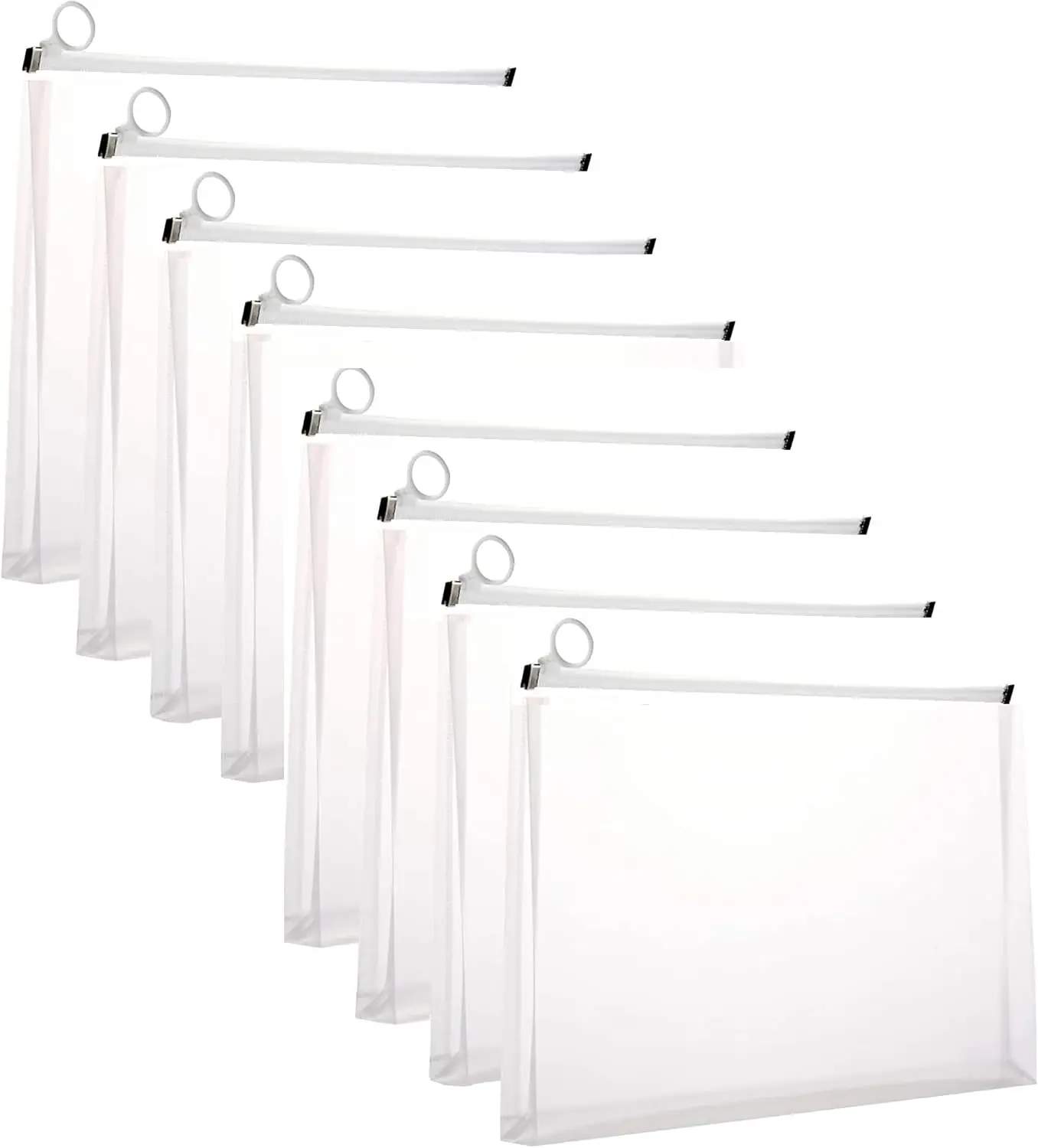 2025 New 6 pcs Transparent Plastic File Folders,Zipper Pouch Clear Plastic Envelopes Poly Envelopes, Letter Size：A4、A5、A6