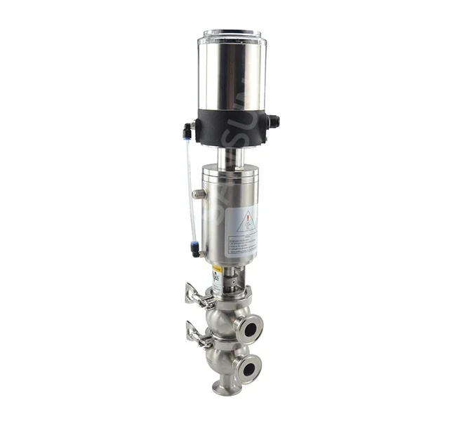 Sanitary  pneumatic divert seat valve with  control feedback positioner IL-TOP ASI-BUS 24V 4-20mA