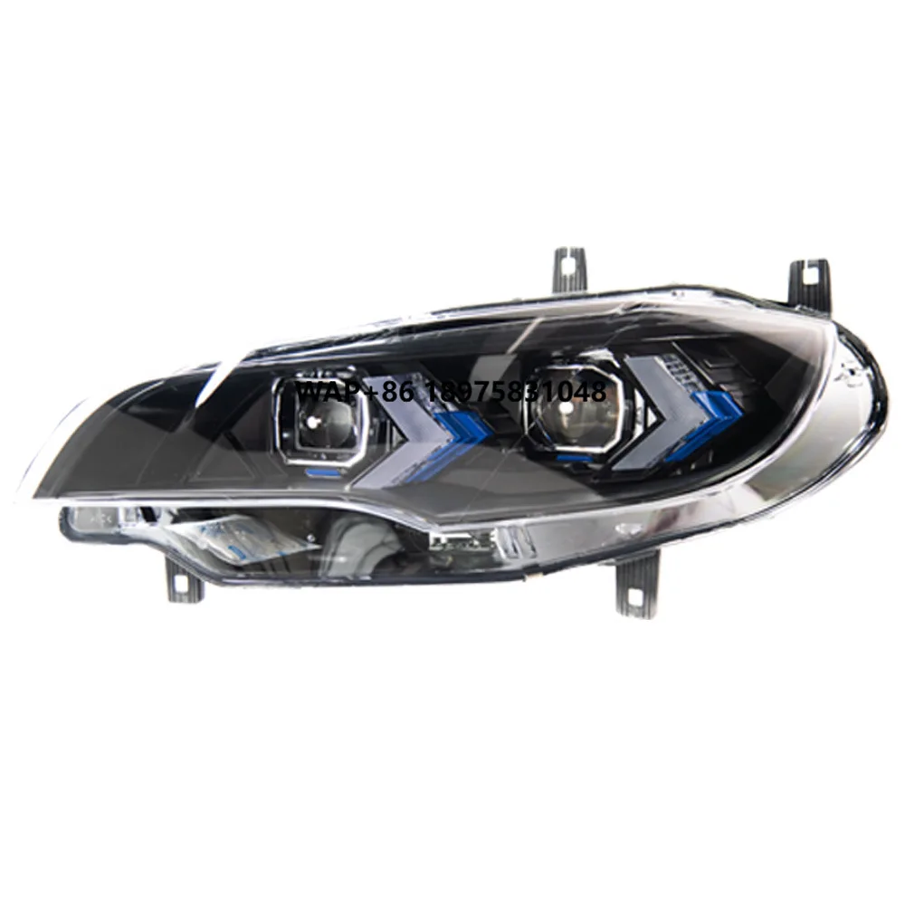 

For 08-14 for X6 Headlight Assembly E71 Modified New Arrow Dual-Color Led Daytime Running Light Lens 12V