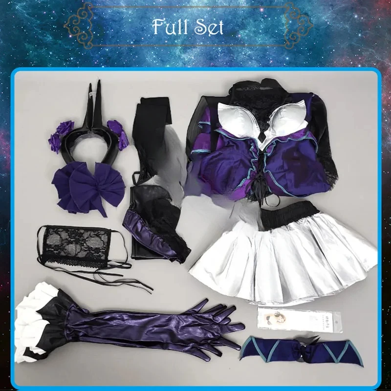 LOL Syndra Cosplay Costume LoL Withered Rose Syndra Cosplay Costume Women Dress Full Set Gloves Socks Headwear