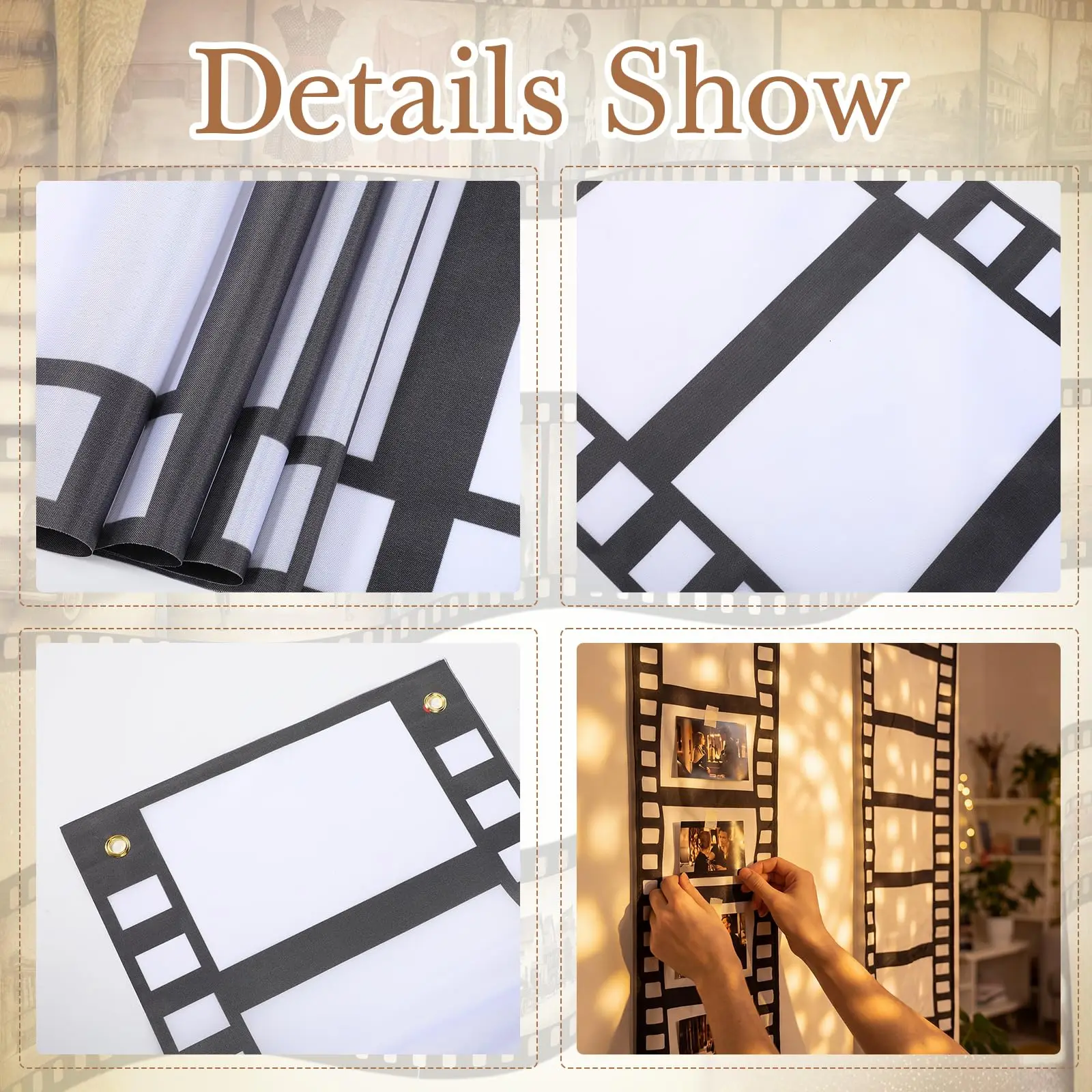 Große Polyester-Fotobox-Requisiten im Filmnacht-Thema für Kinder, 1. Geburtstag, Hochzeit, DIY-Kino-Fotorahmen, Party-Dekoration – Detail 7