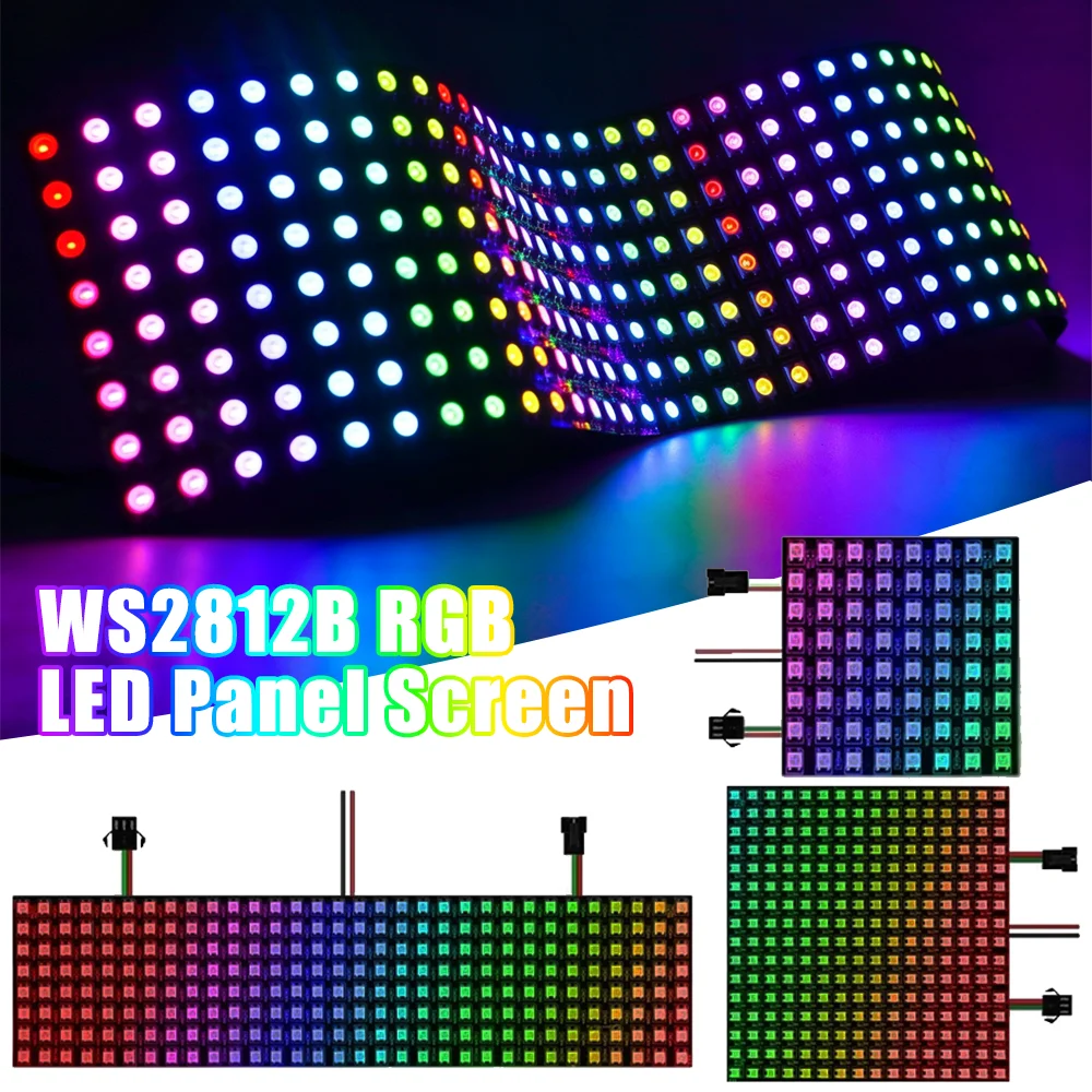 DC5V WS2812B RGB Flexible 8X8 16x16 8x32 Pixel Led Panel Strip Matrix Screen Module WS2812 Individually Addressable Full Color
