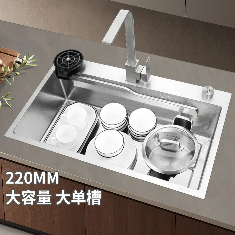 kitchen sink stainless steel honeycomb embossed sink large single-slot thickened sink hand-made sink.