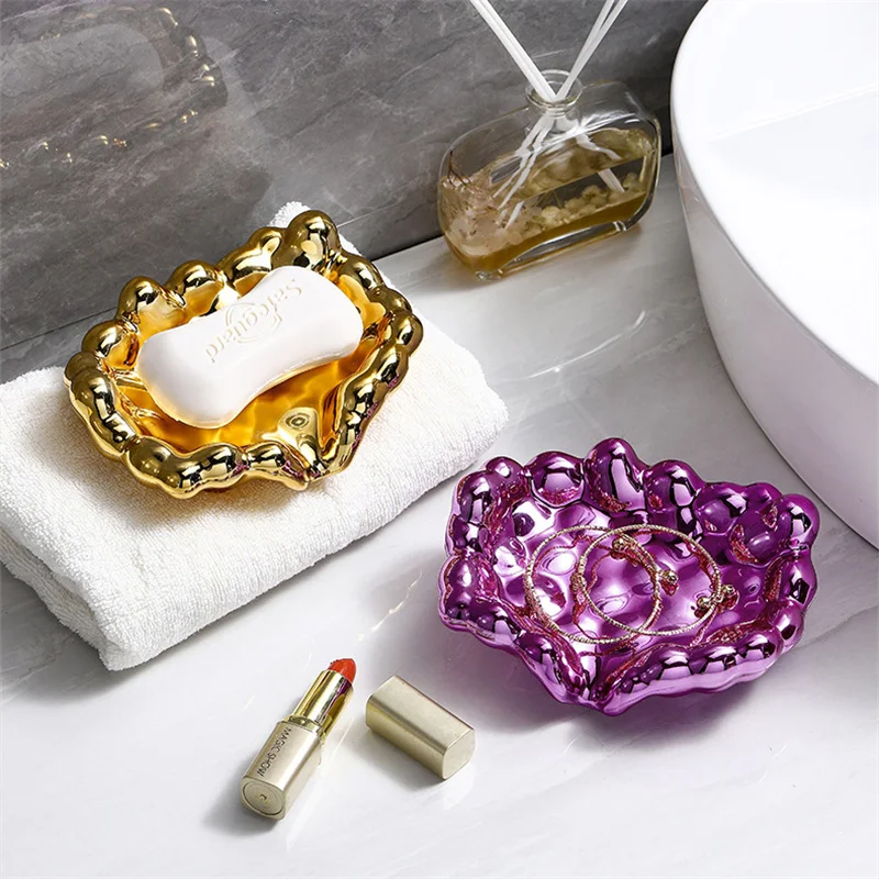 Cloud Drain Soap Box Toilet High end Creative Non punching Electroplated Soap Box Fairy Soap Plate Minimalist