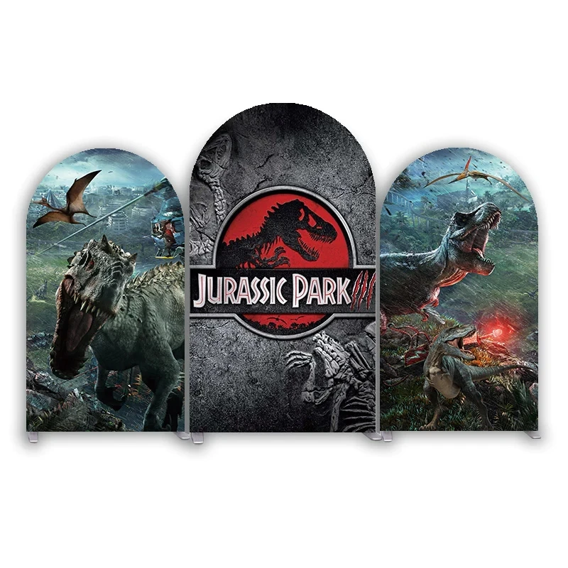 Dinosaur Jurassic Park Birthday Party Arch Backdrop Cover Double Sided Fabric Boys Baby Shower Decorations