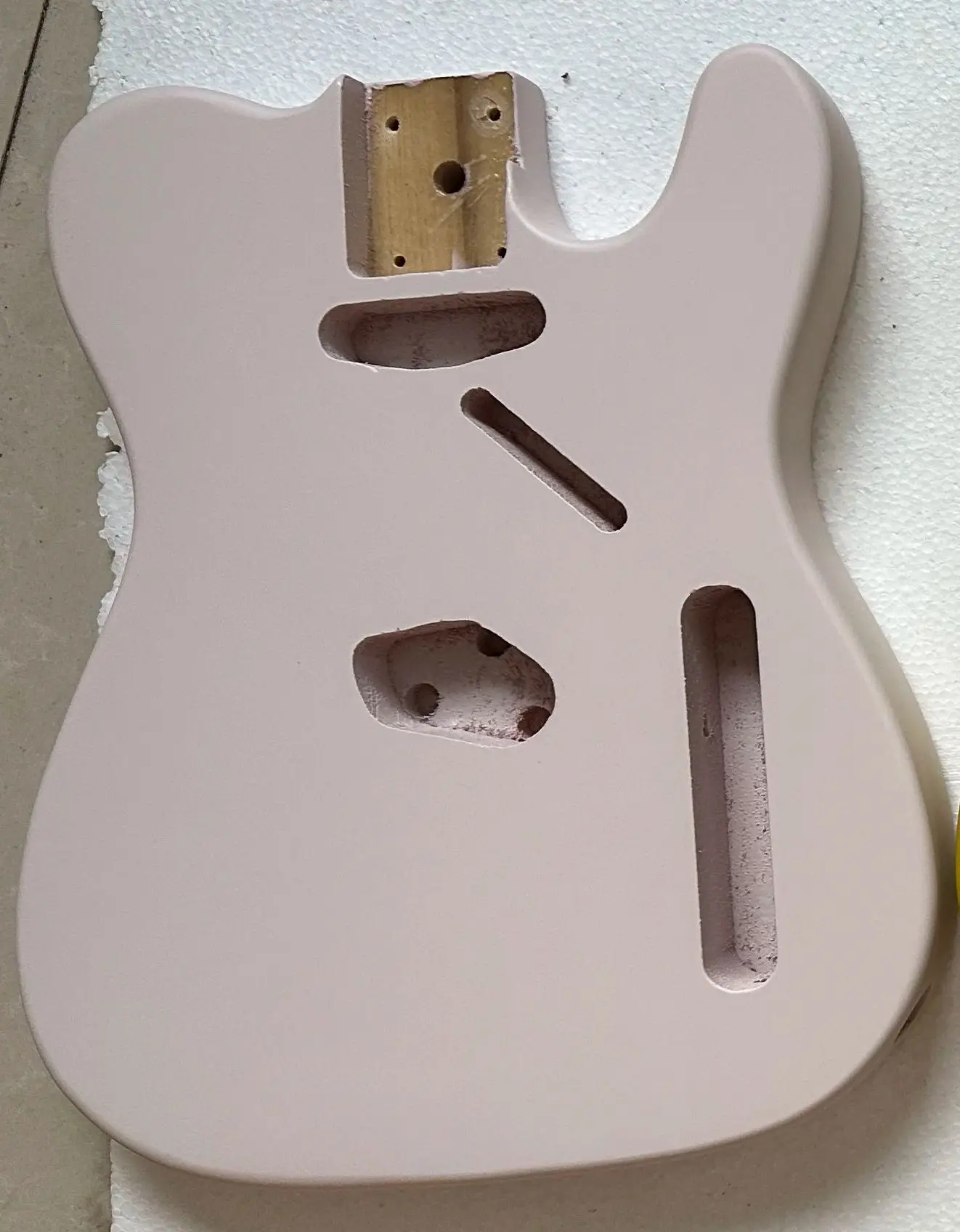 paulownia-wood-blank-electric-guitar-bodynitro-lacquerpink-matte-finisheddiy-replacement-part-tl-high-quality556cm-heel