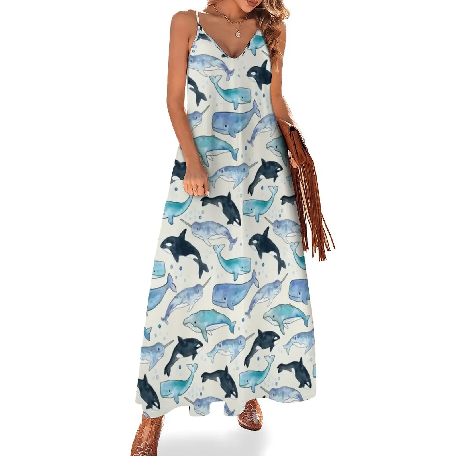 

Whales, Orcas & Narwhals Sleeveless Dress Long dress woman Party dresses for women dresses for womens 2024