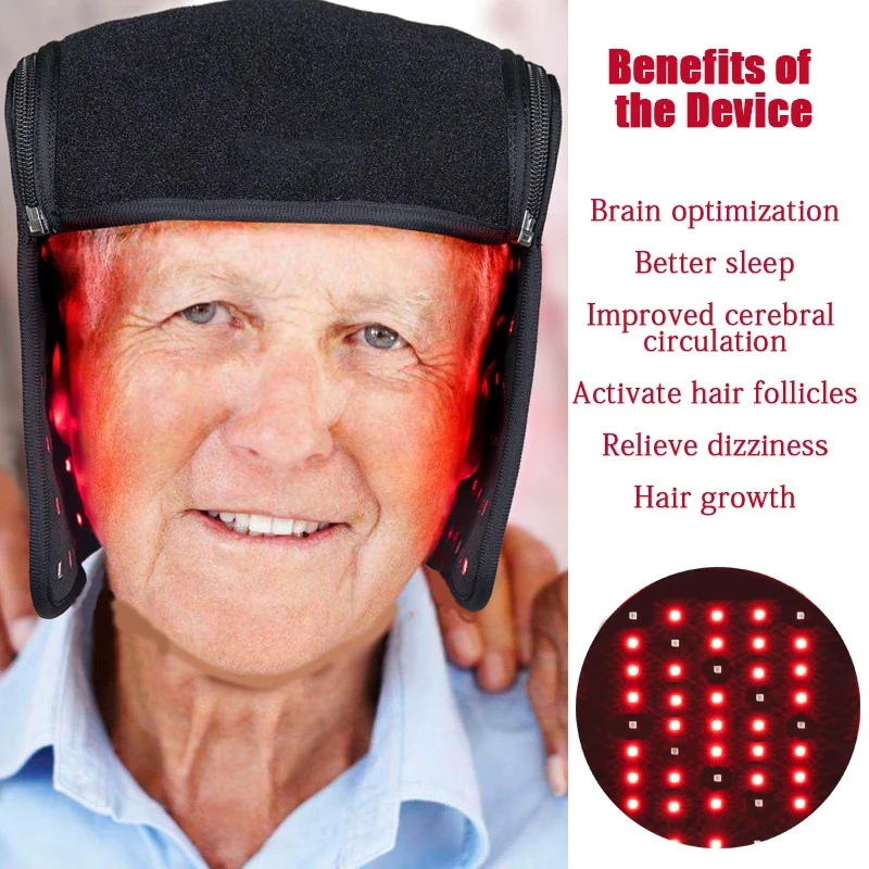 LED Red Light Therapy hat Hair Growth Cap Anti Hair Loss Anxiety Stress Relief Head Pain Hat Scalp Relax Massager Helmet