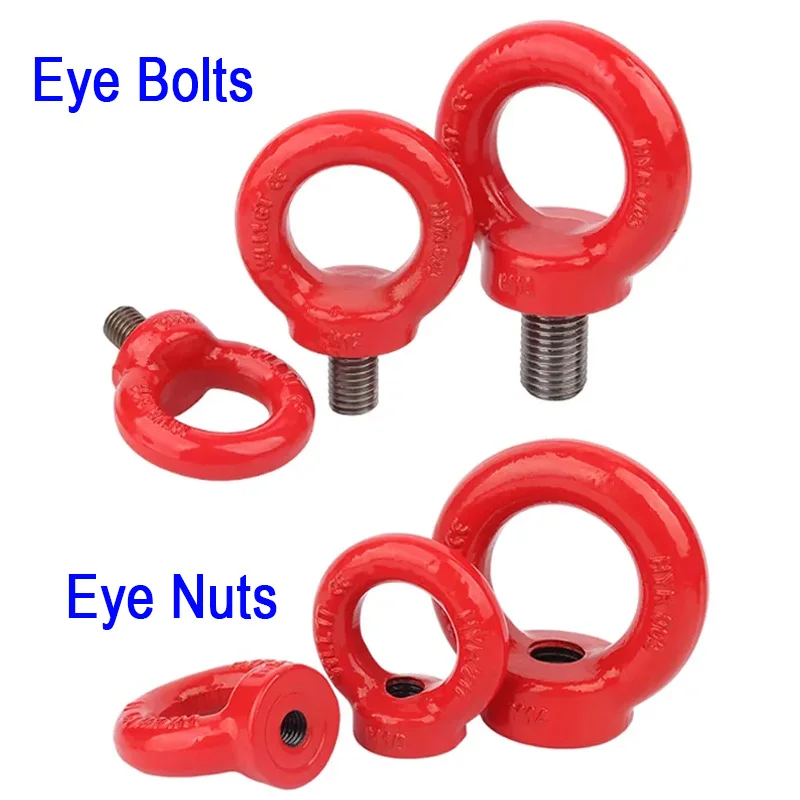 1pcs M6 M8 M10 M12 M14 M16 M18 M20 M24 M30 G80 High Tensile Eye Nuts / Bolts Lifting Ring Nut / Screws Grade 12.9 Alloy Steel