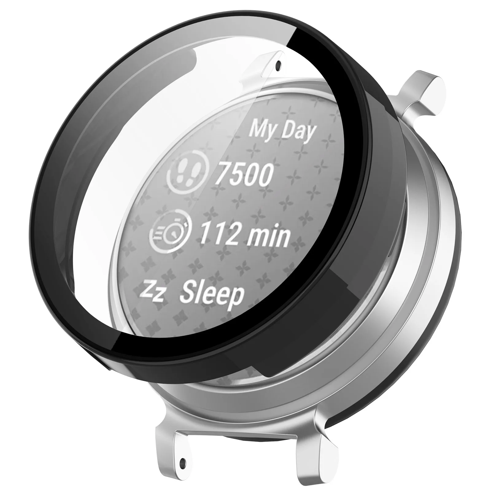 

Для Garmin Lily 2, жесткий защитный чехол для часов из ПК с пленкой из закаленного стекла - черный