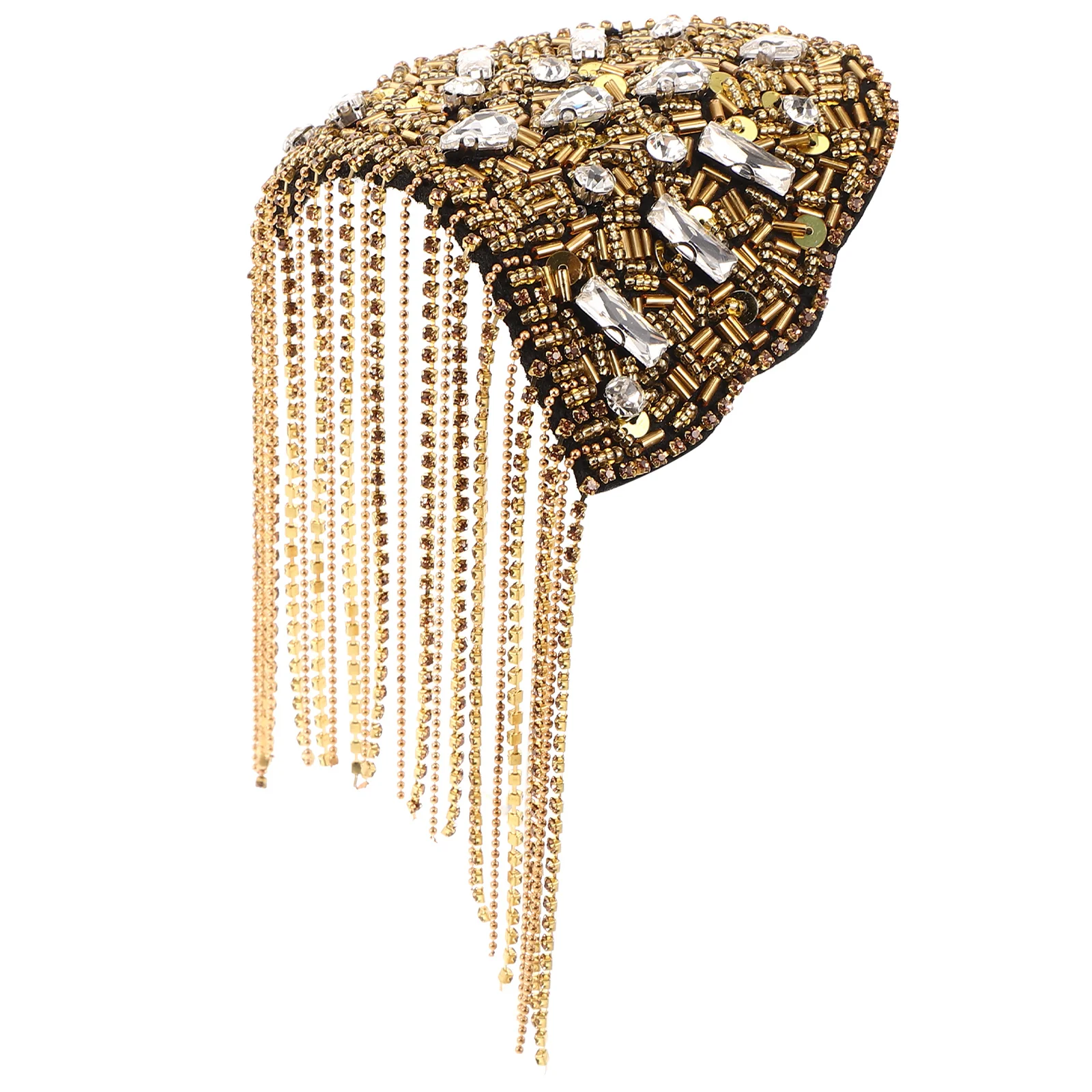 

Drill Chain Nail Bead Cloth Patch Epaulets Shoulder Tassel Fringe Badge Rhinestone Golden Color Accessories Women