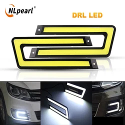 NLpearl 1pair U Shape Bright LED Car Light COB LED Daytime Running Light Auto Bright LED Running Light for Car Driving Fog Lamp